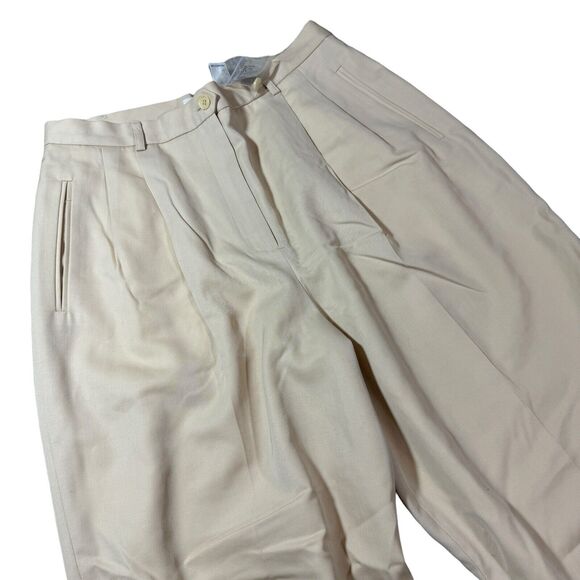 Ann Taylor Loft Khaki Dress Pants Tan Wool Mid Rise Ankle Cropped Woman's 14 NWT - Picture 4 of 5